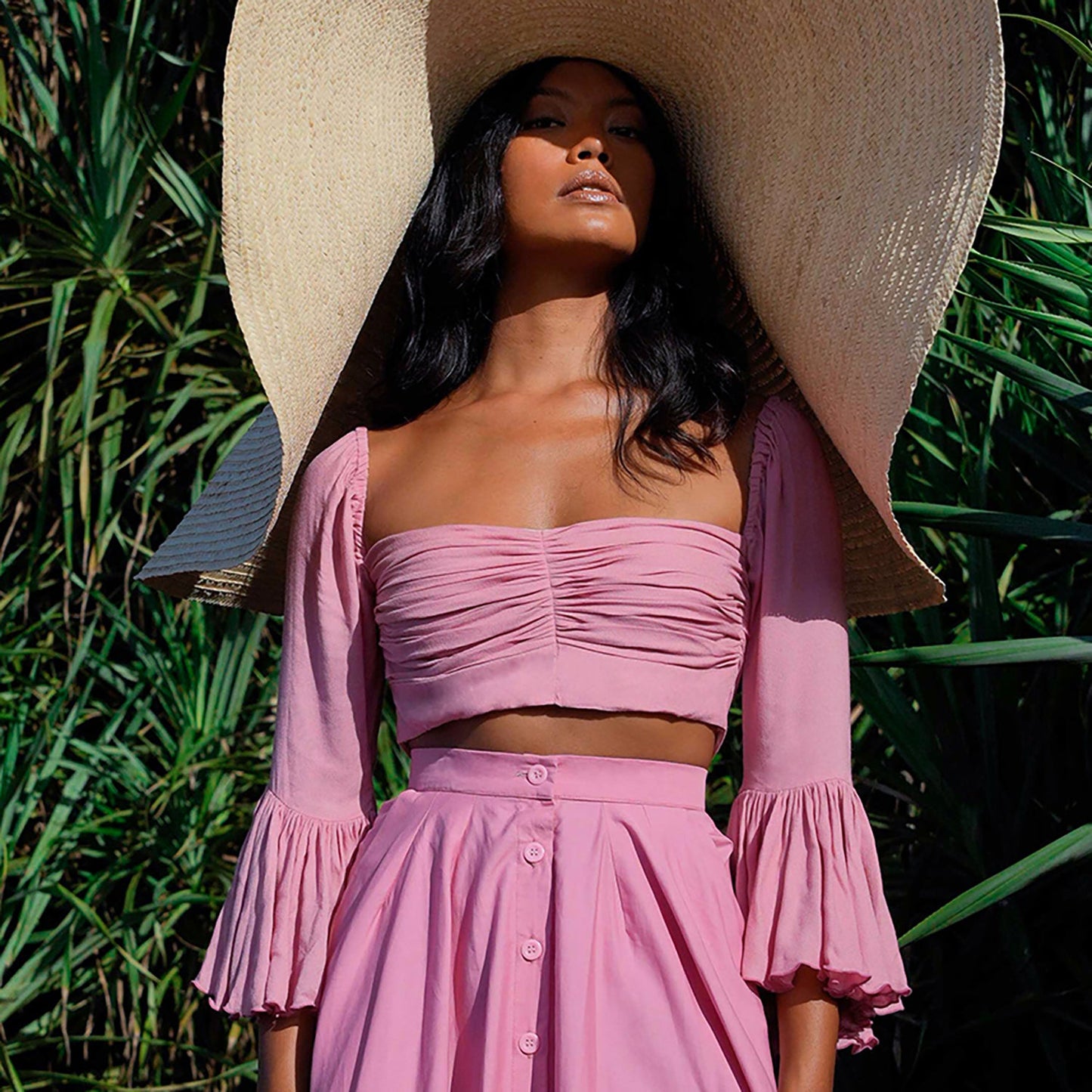 Aurea Blush Pink Bamboo Flared Top
