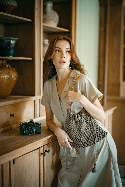 Lunelle Safari Beige Linen Dress