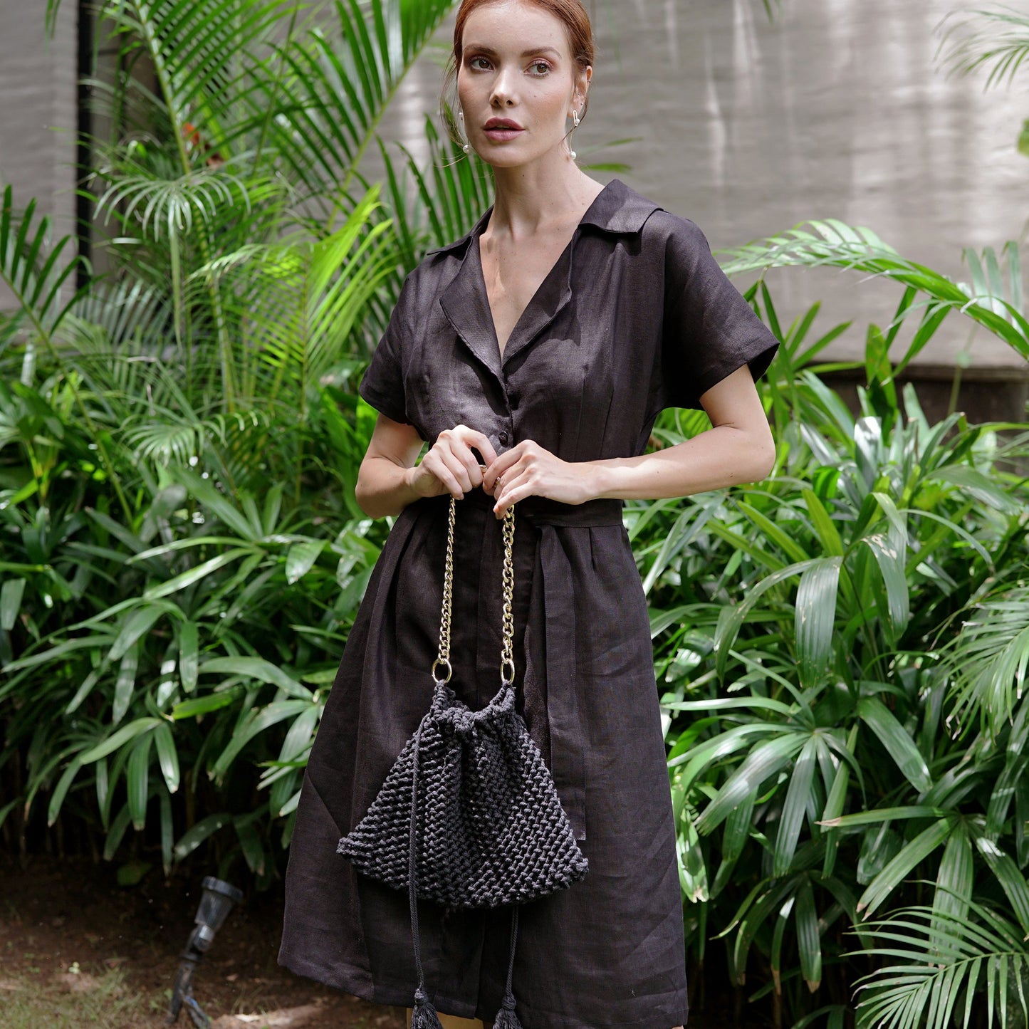 Lunelle Safari Black Linen Dress