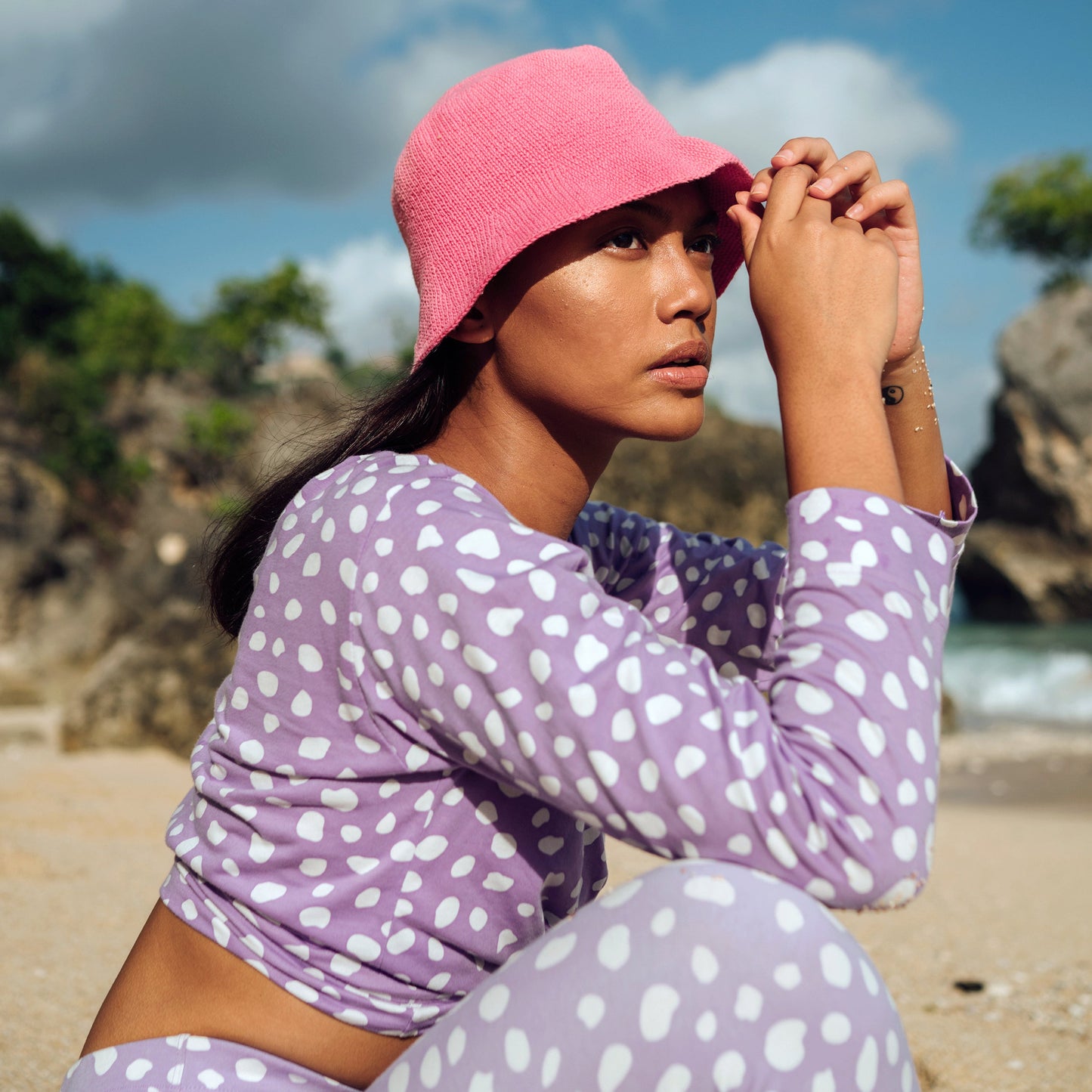 ROSÉ Crochet Bucket Hat, Handcrafted Cotton Pink