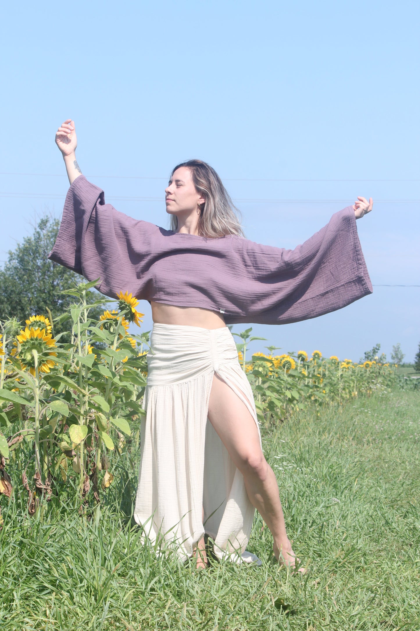 Isla Organic Cotton Long Sleeve Crop Top