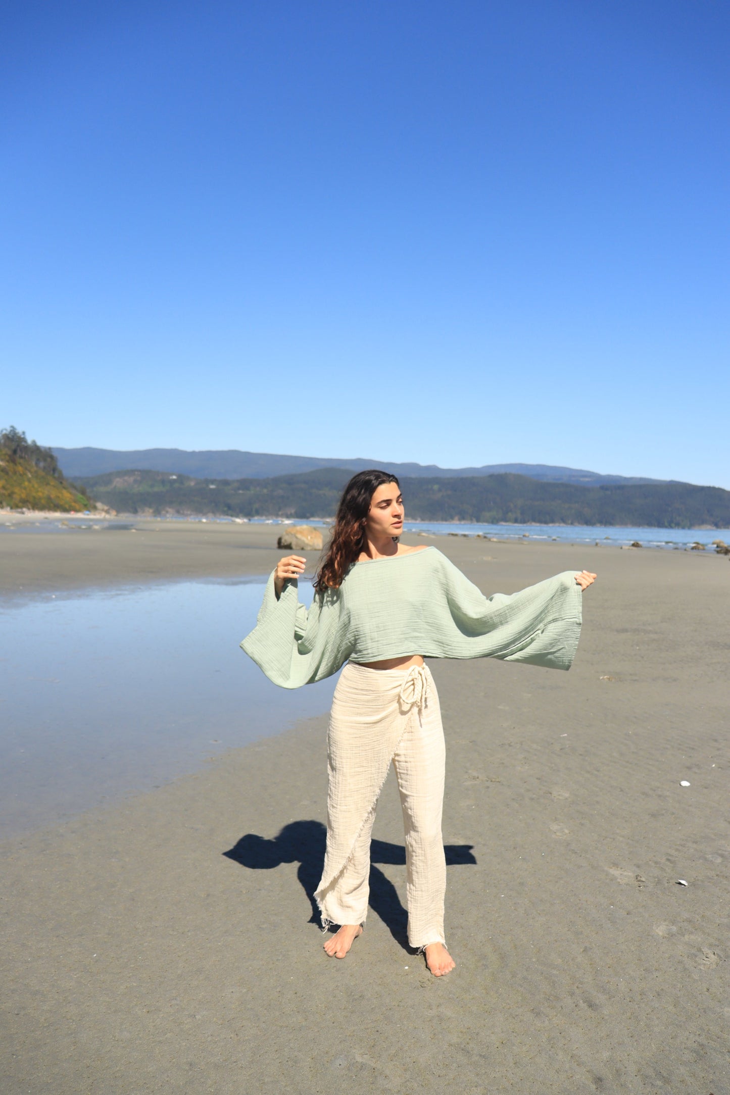 Isla Organic Cotton Long Sleeve Crop Top