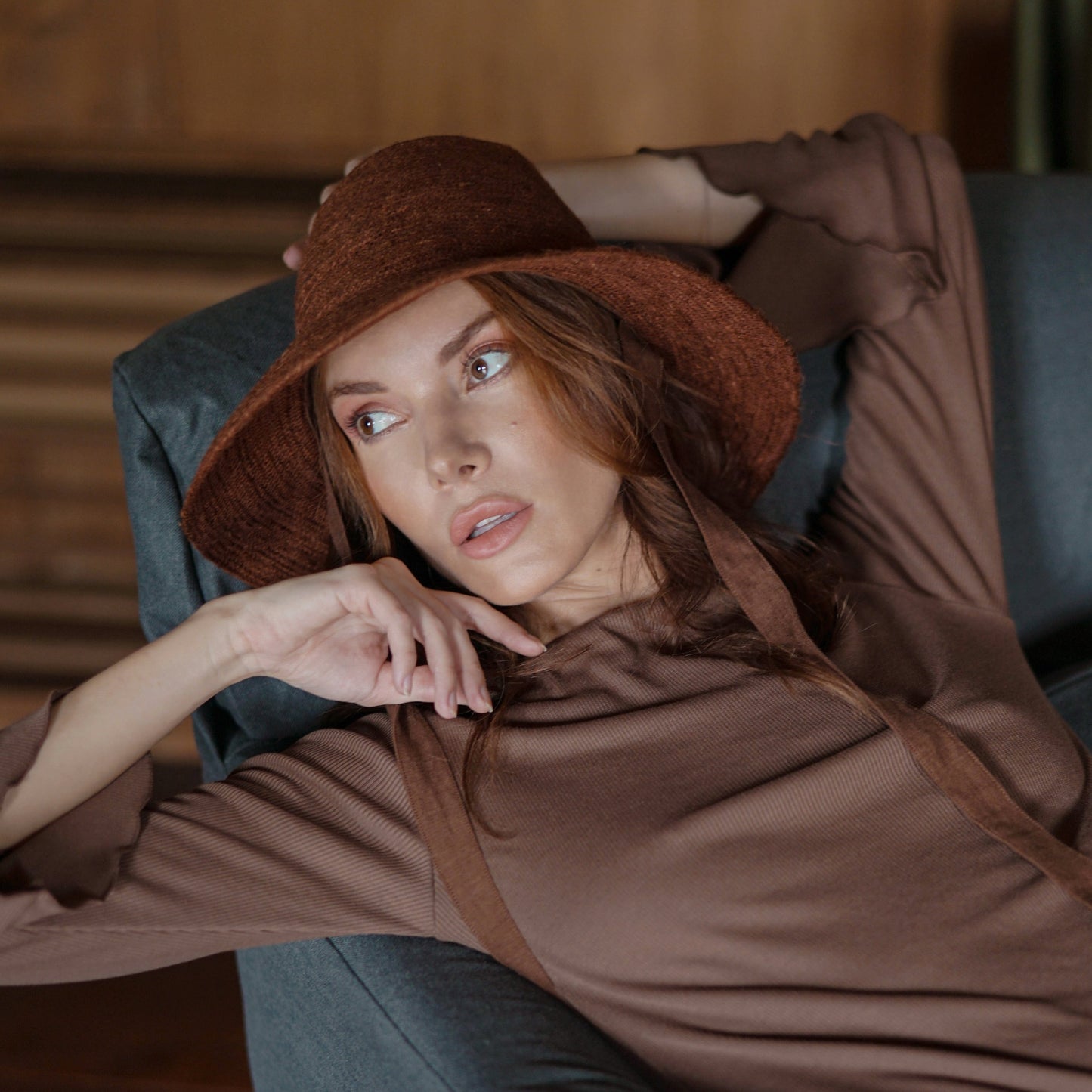 CARA Burnt Sienna Jute Straw Hat