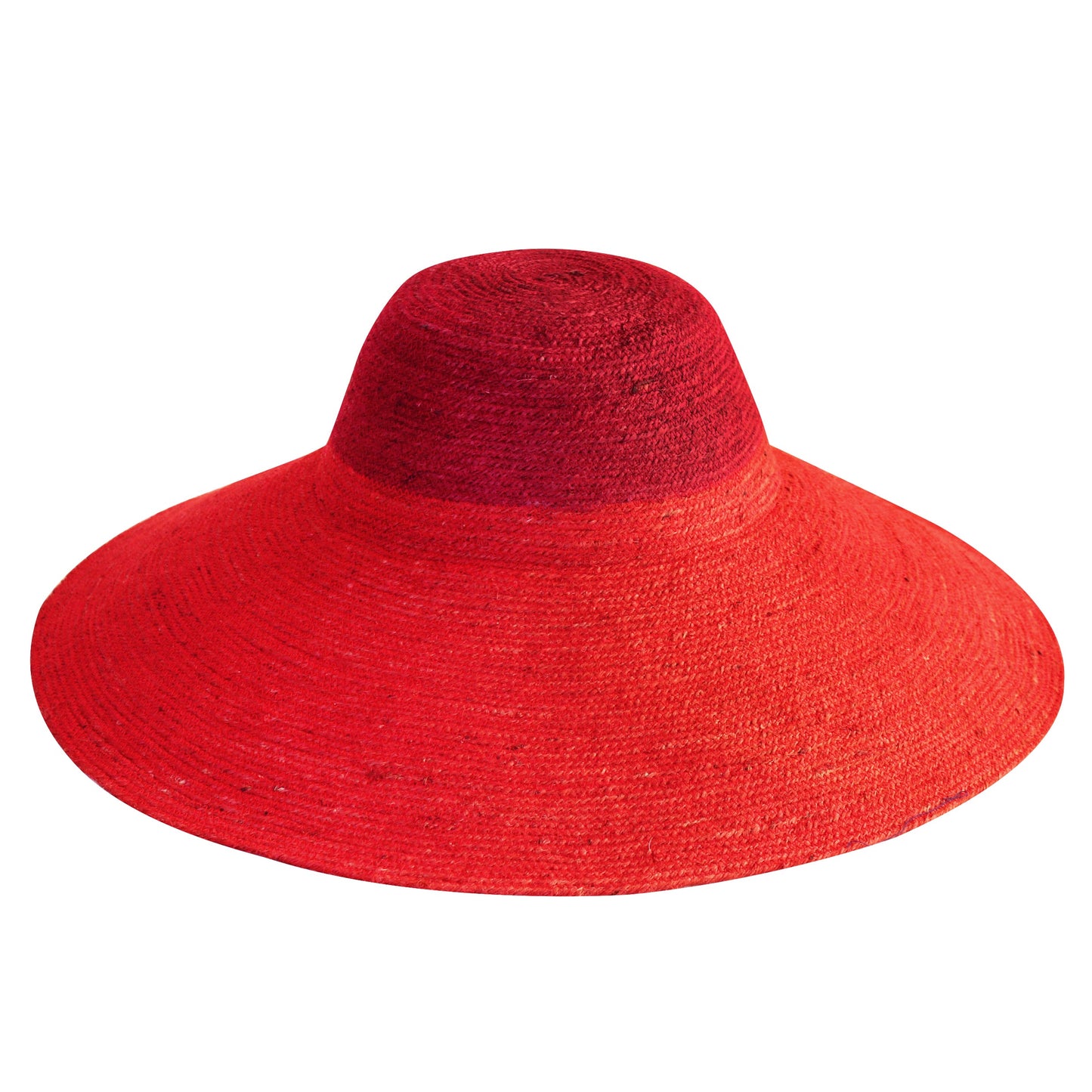 ZELDA Duo Jute Wide-Brim Hat, Red & Maroon