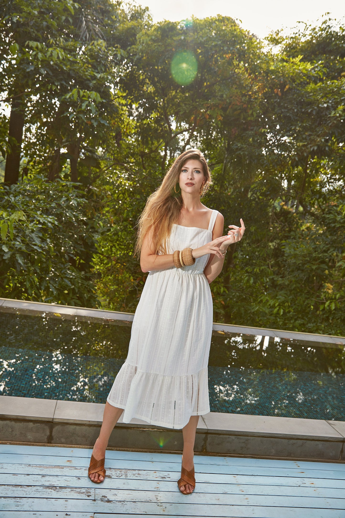 Ameia Cotton Broderie Midi Sundress