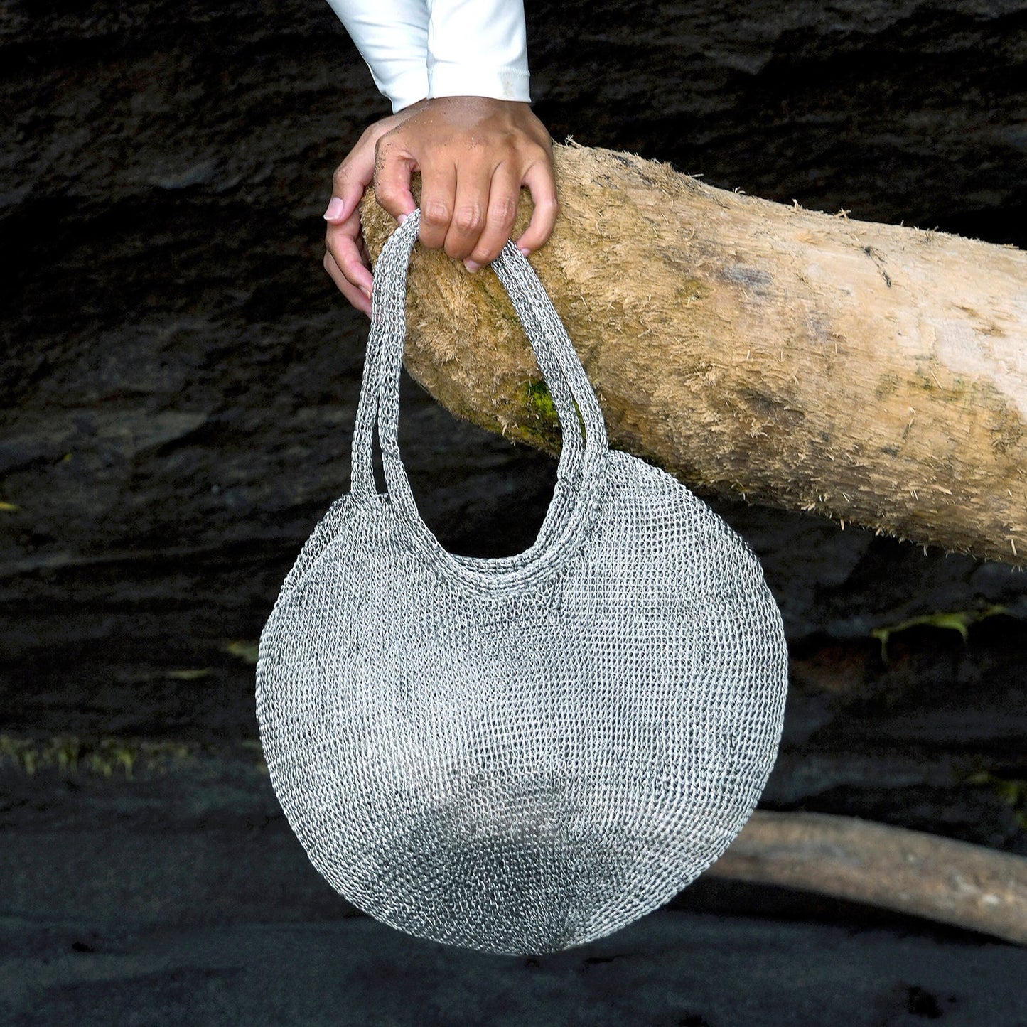 AURA Mesh Wire Silver Tote Bag