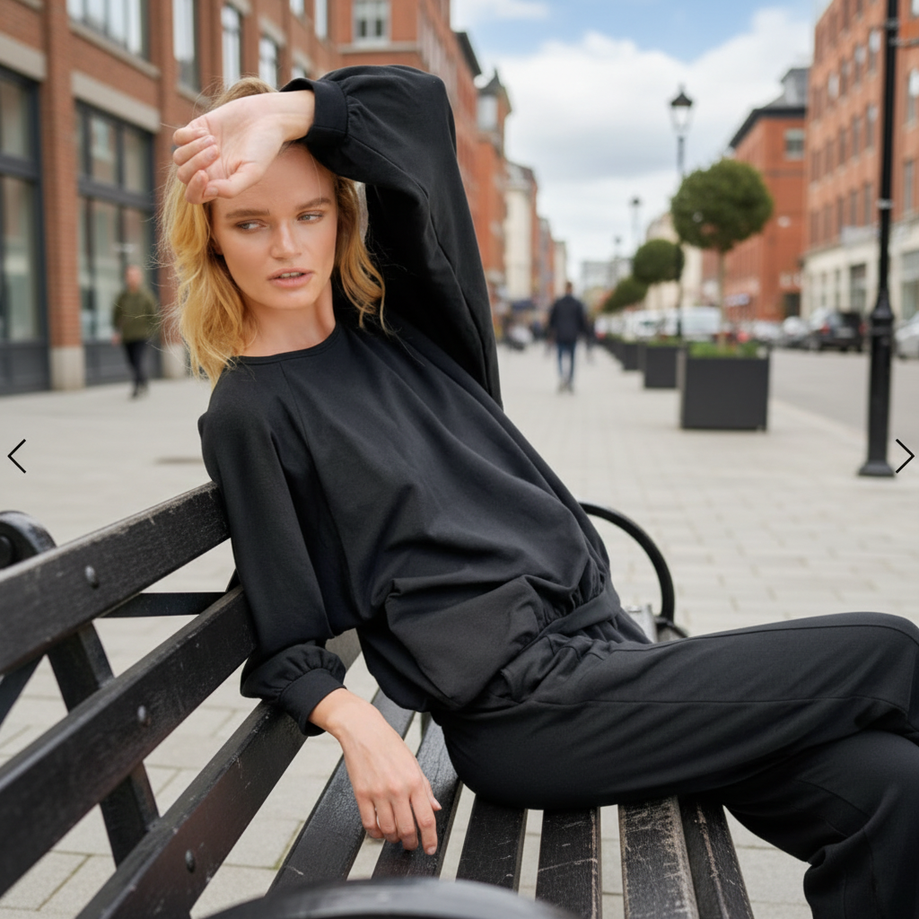 Halora Black Bamboo Fleece Oversized Sweater