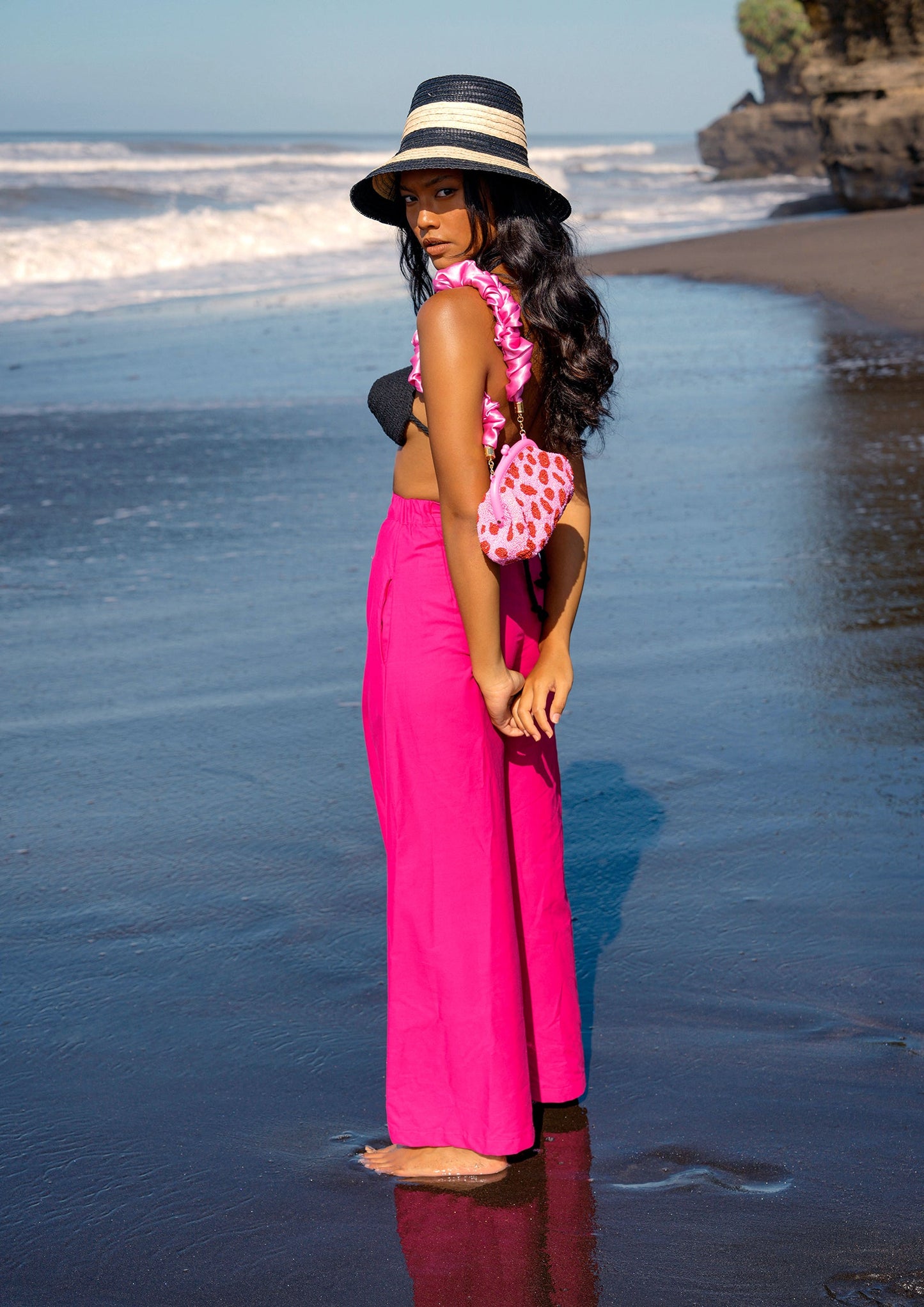 Kaïa Hot Pink Cotton Palazzo Pants
