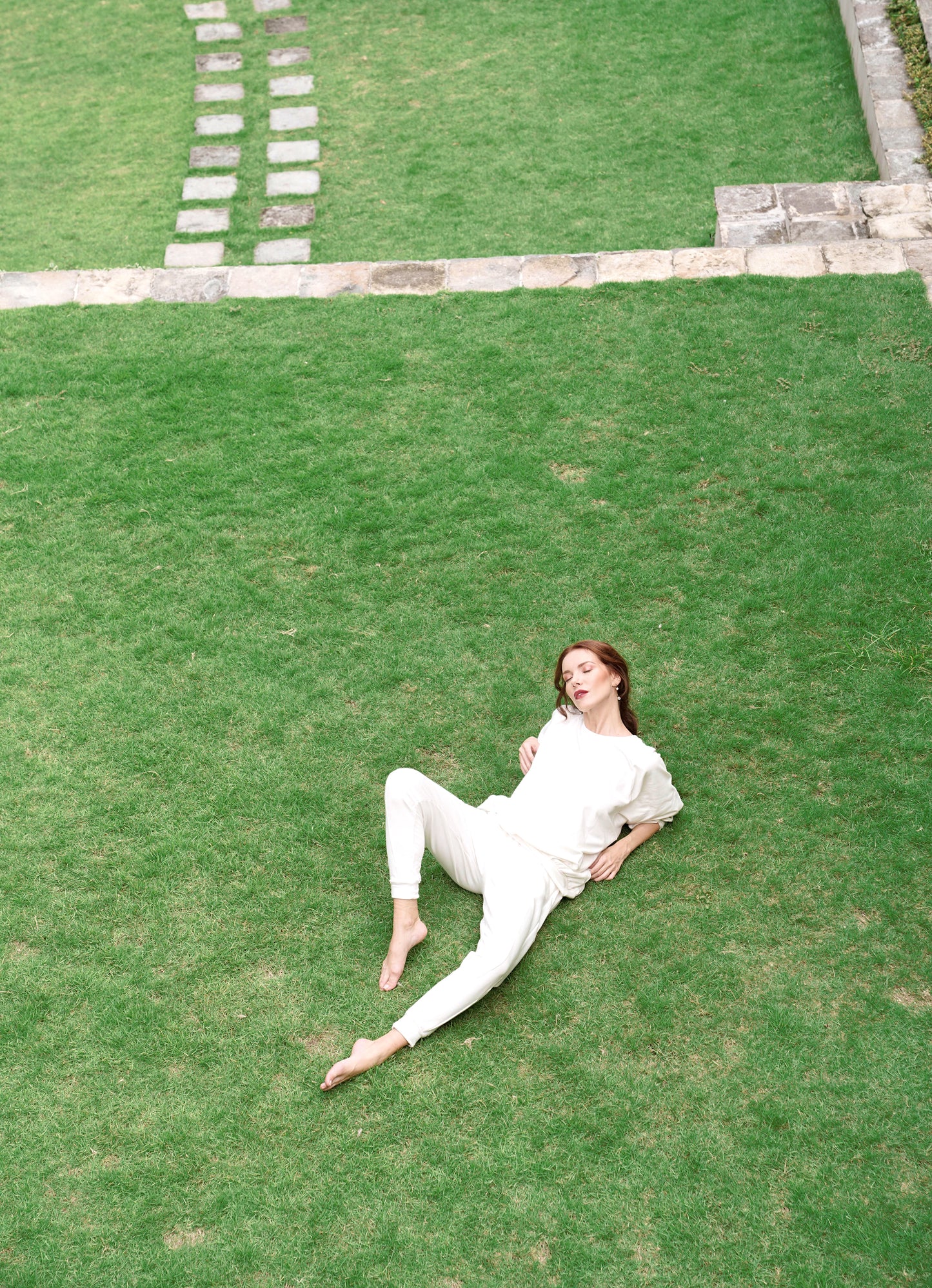 Elowen Off-White Oversized Bamboo Fleece Joggers