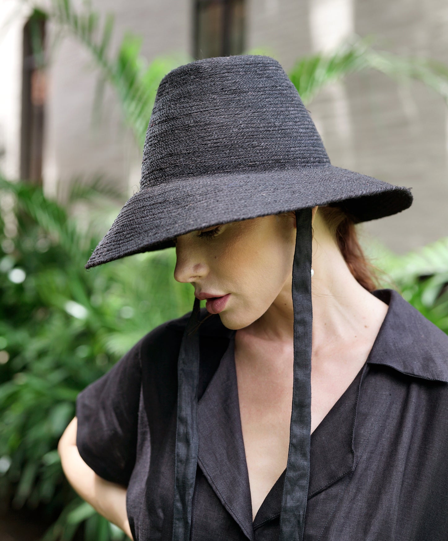 CARA Black Jute Straw Hat