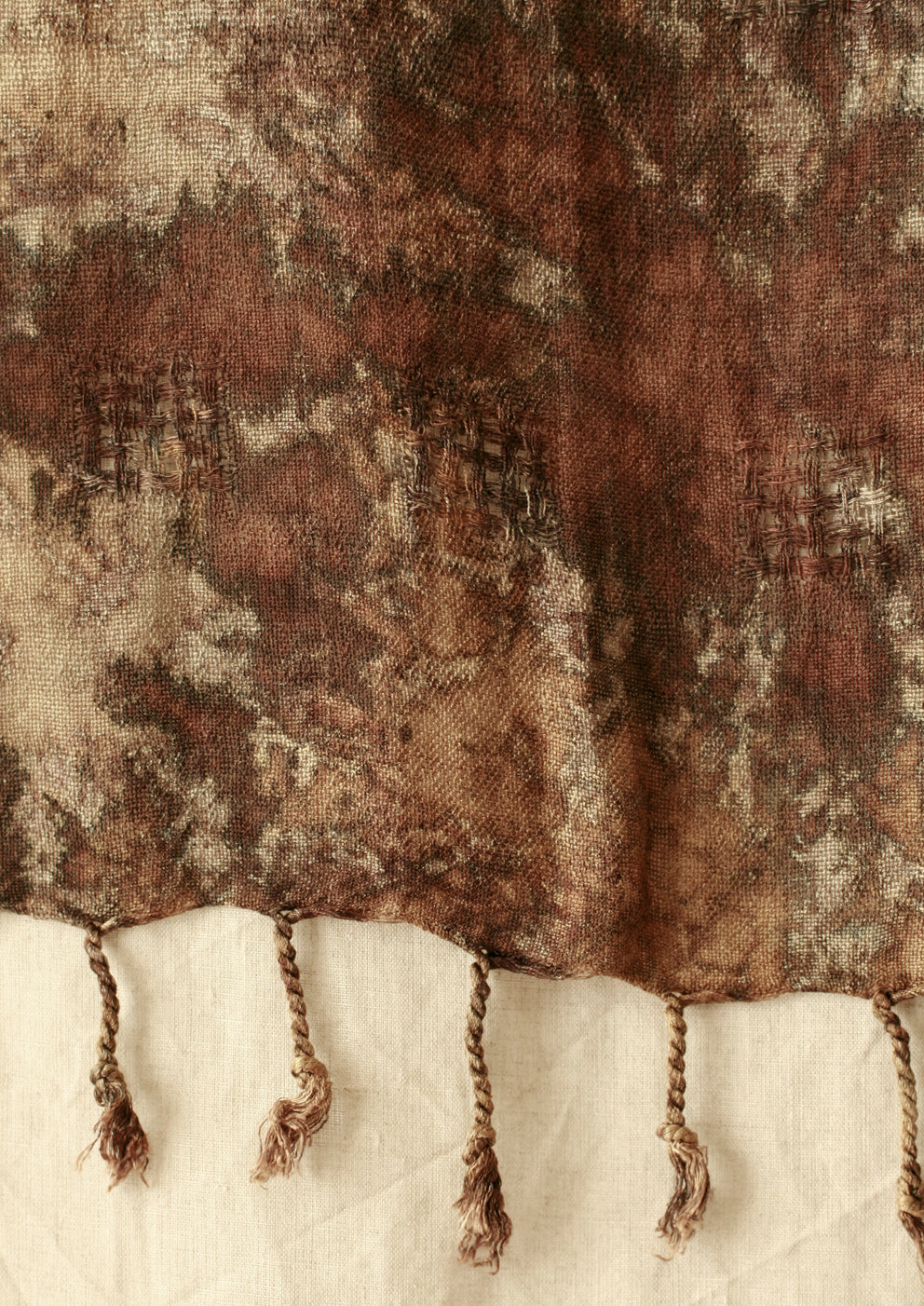 TUBAN Handwoven Cotton Scarf in Earth Brown