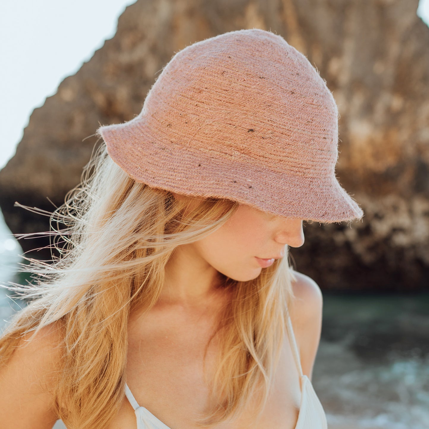 LYRA Textured Safari Hat, Rose Dust