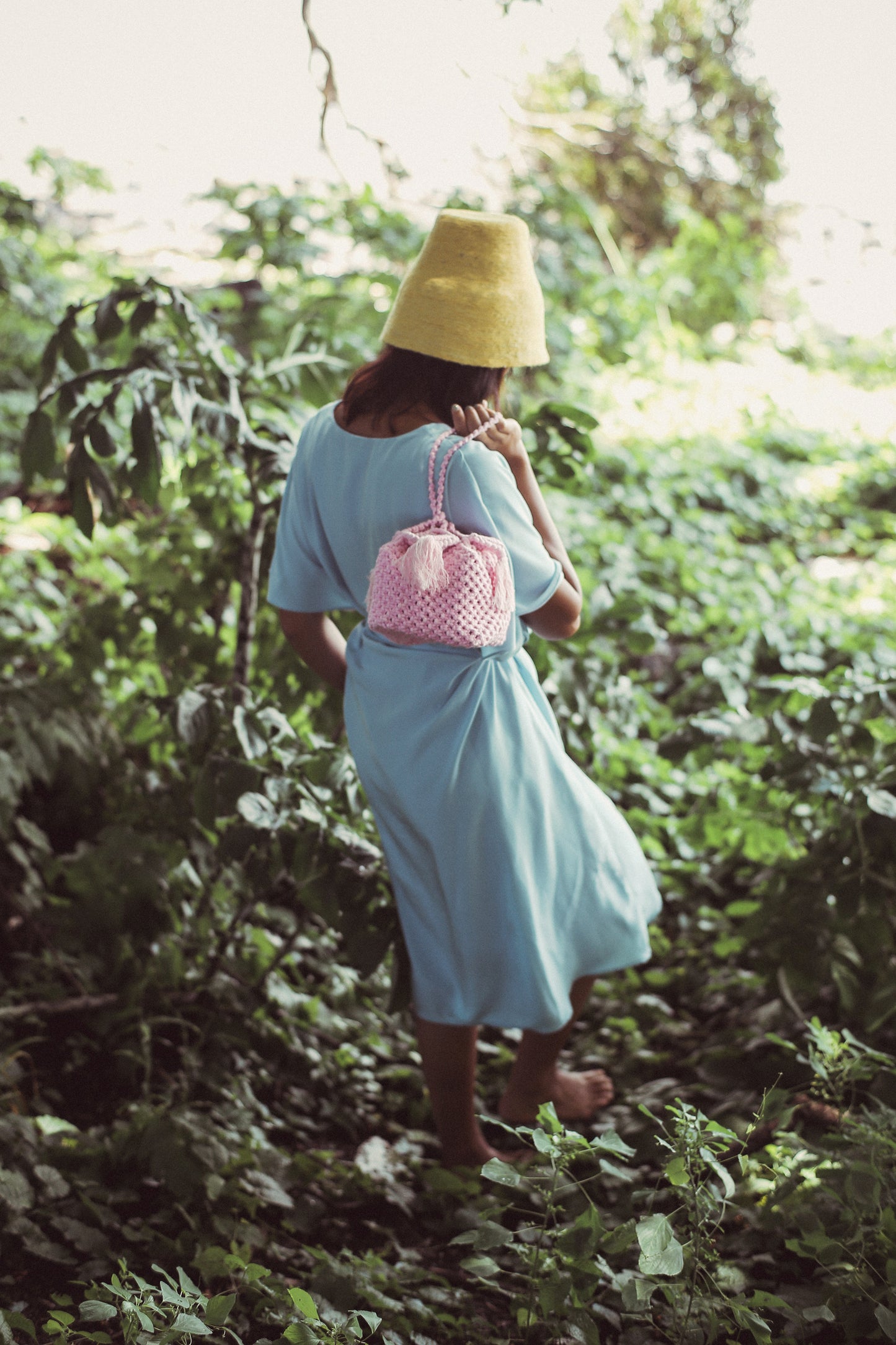 BLOSSOM Macrame Box Bag, Peony Pink