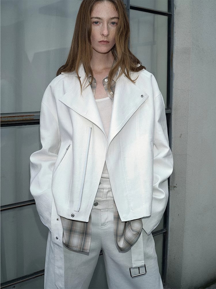 Aveline Linen Draped Trapeze Jacket