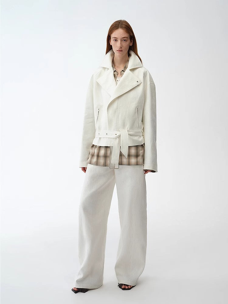 Aveline Linen Draped Trapeze Jacket