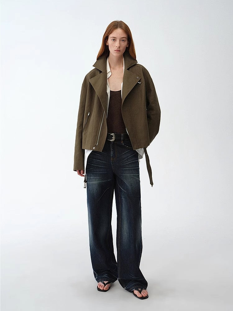 Aveline Linen Draped Trapeze Jacket