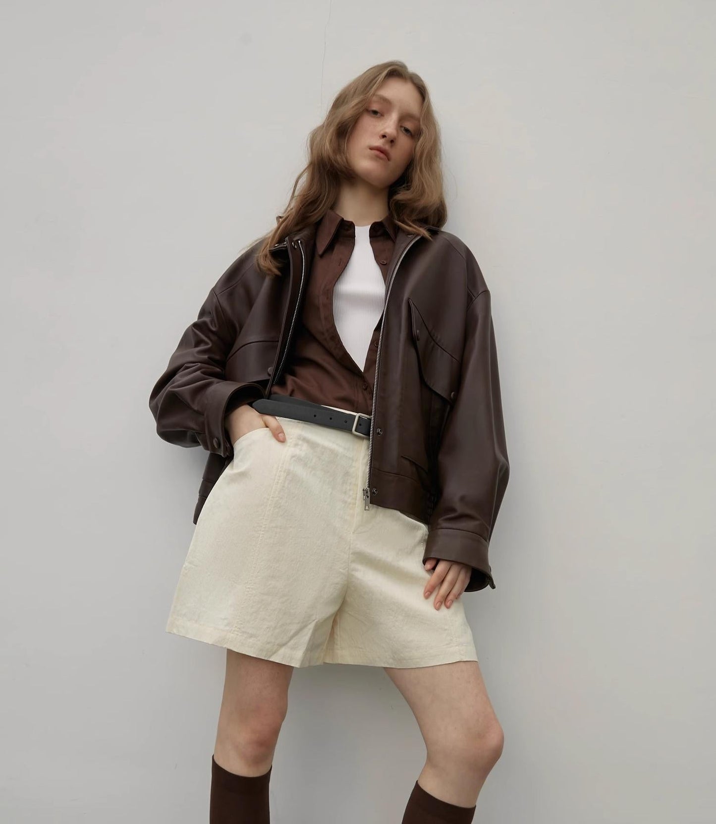 Lysandra Brown Leather Moto Jacket