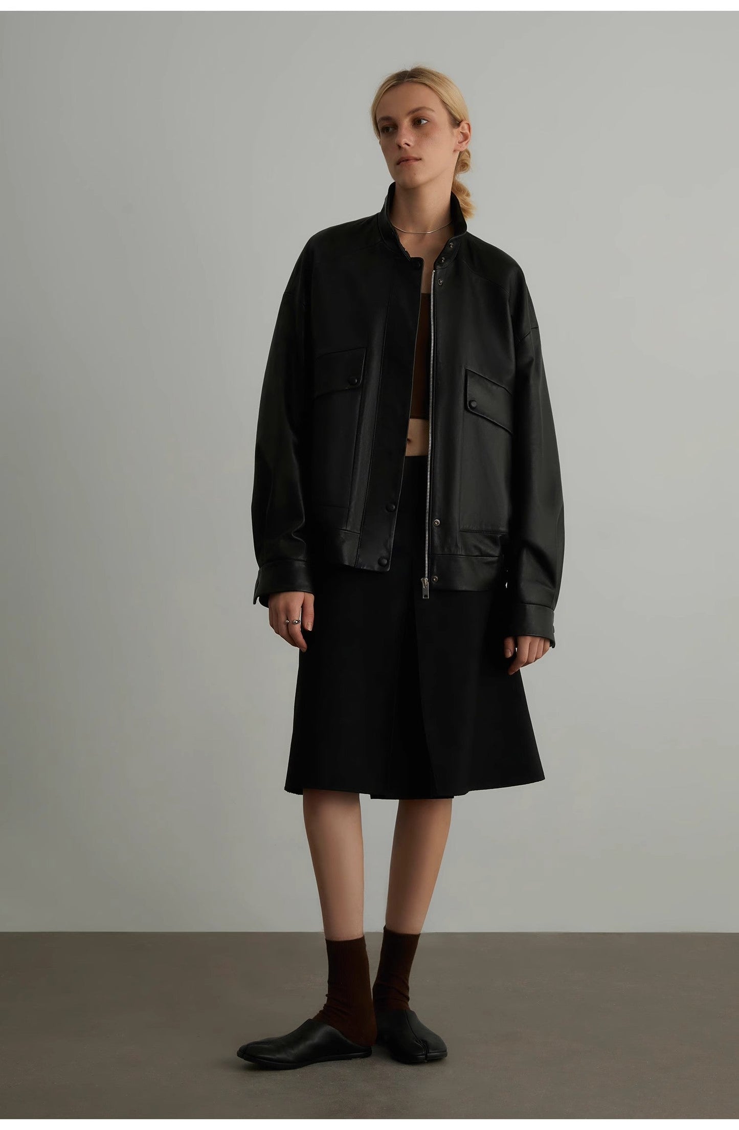 Lysandra Brown Leather Moto Jacket