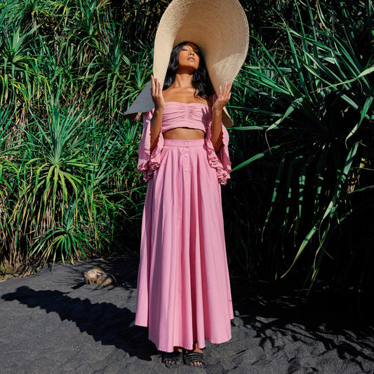 Aurea Blush Pink Bamboo Maxi Skirt