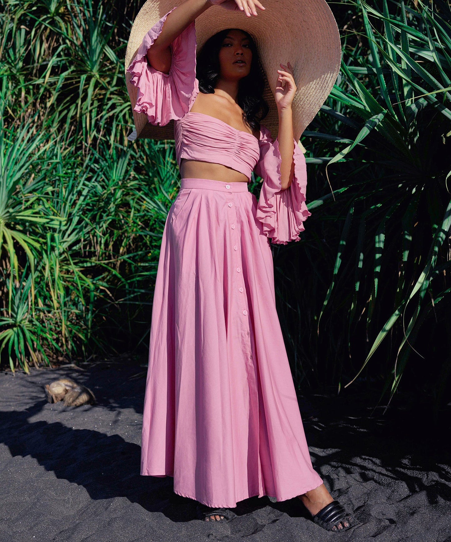 Aurea Blush Pink Bamboo Maxi Skirt