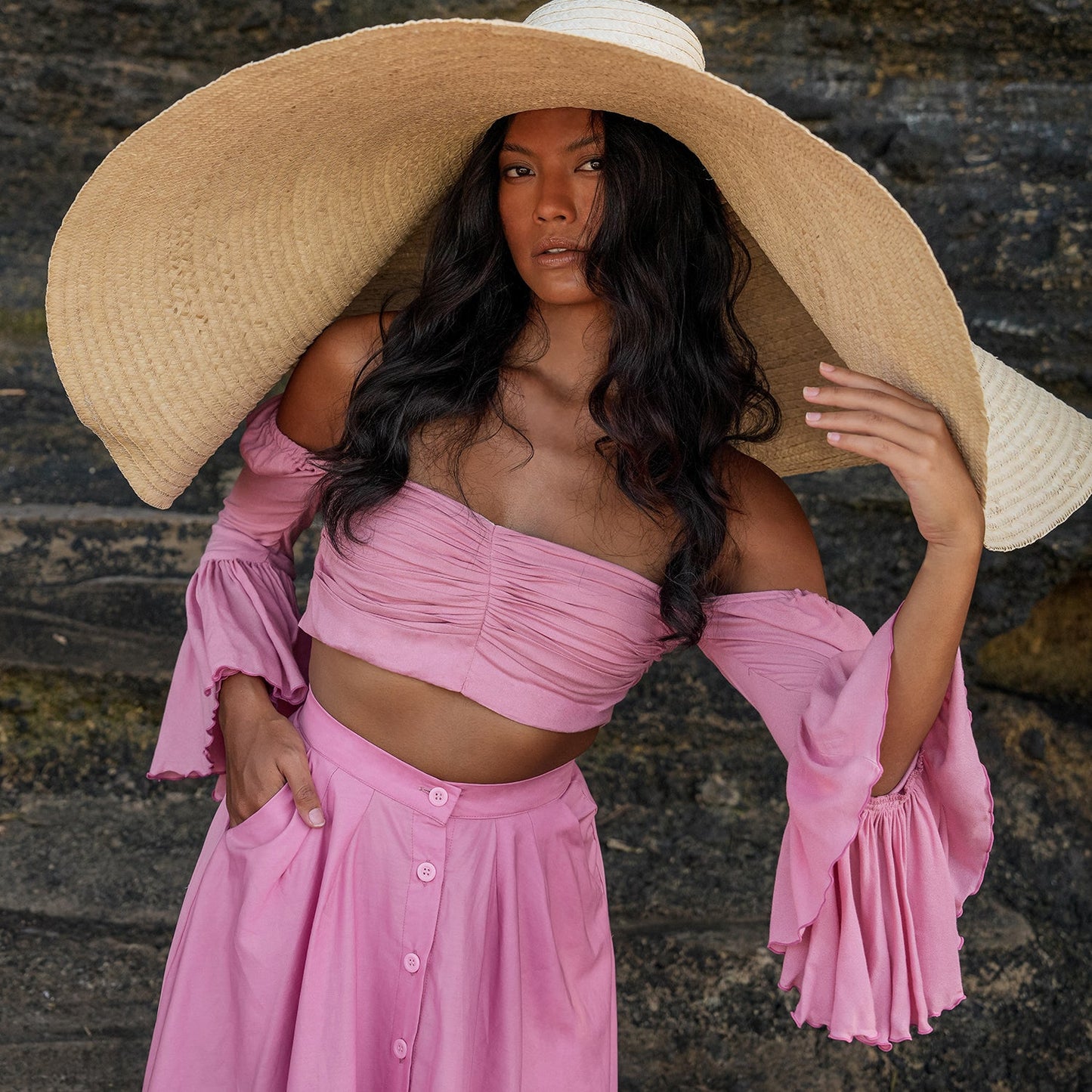 Aurea Blush Pink Bamboo Flared Top