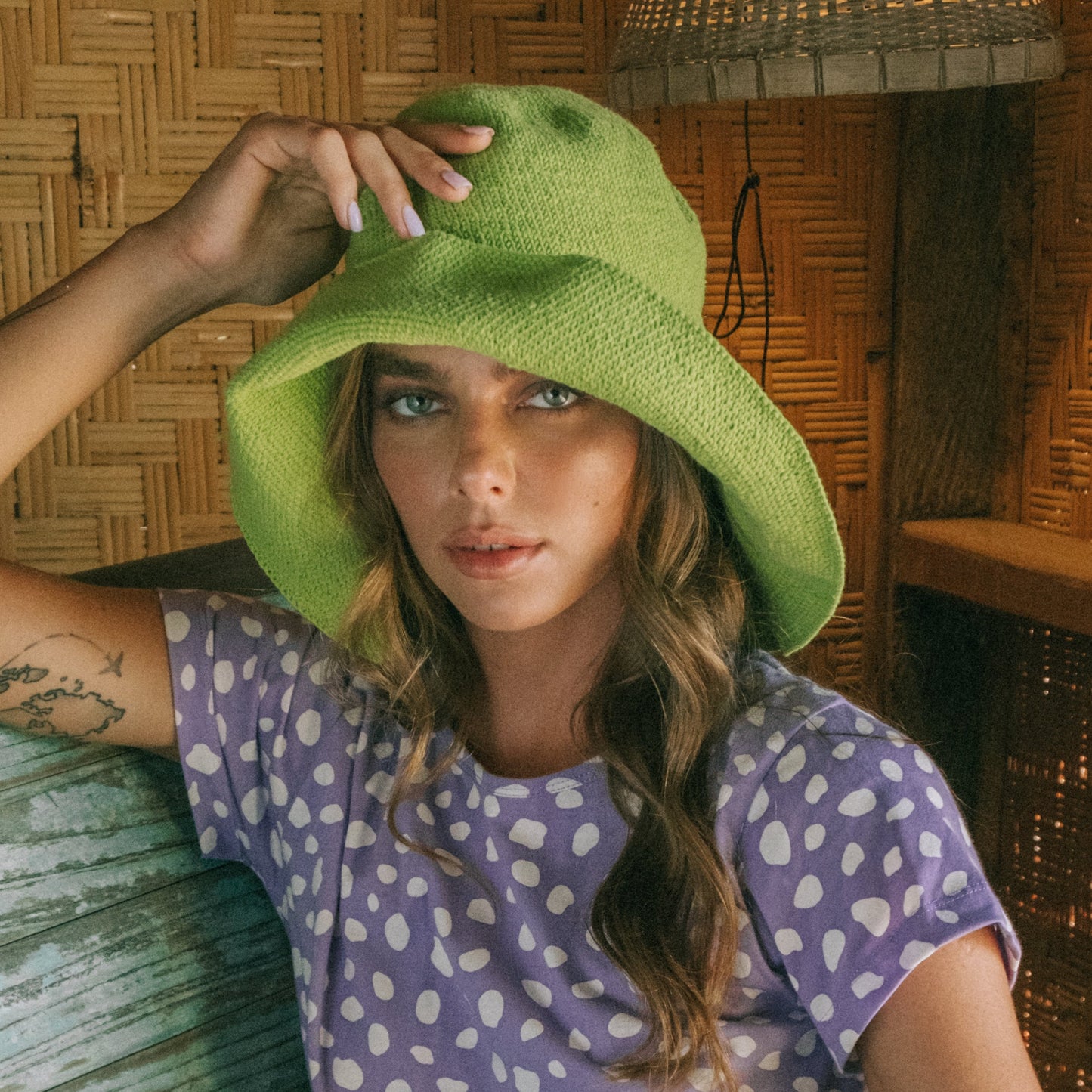 CALLA Crochet Sun Hat, Lime Green