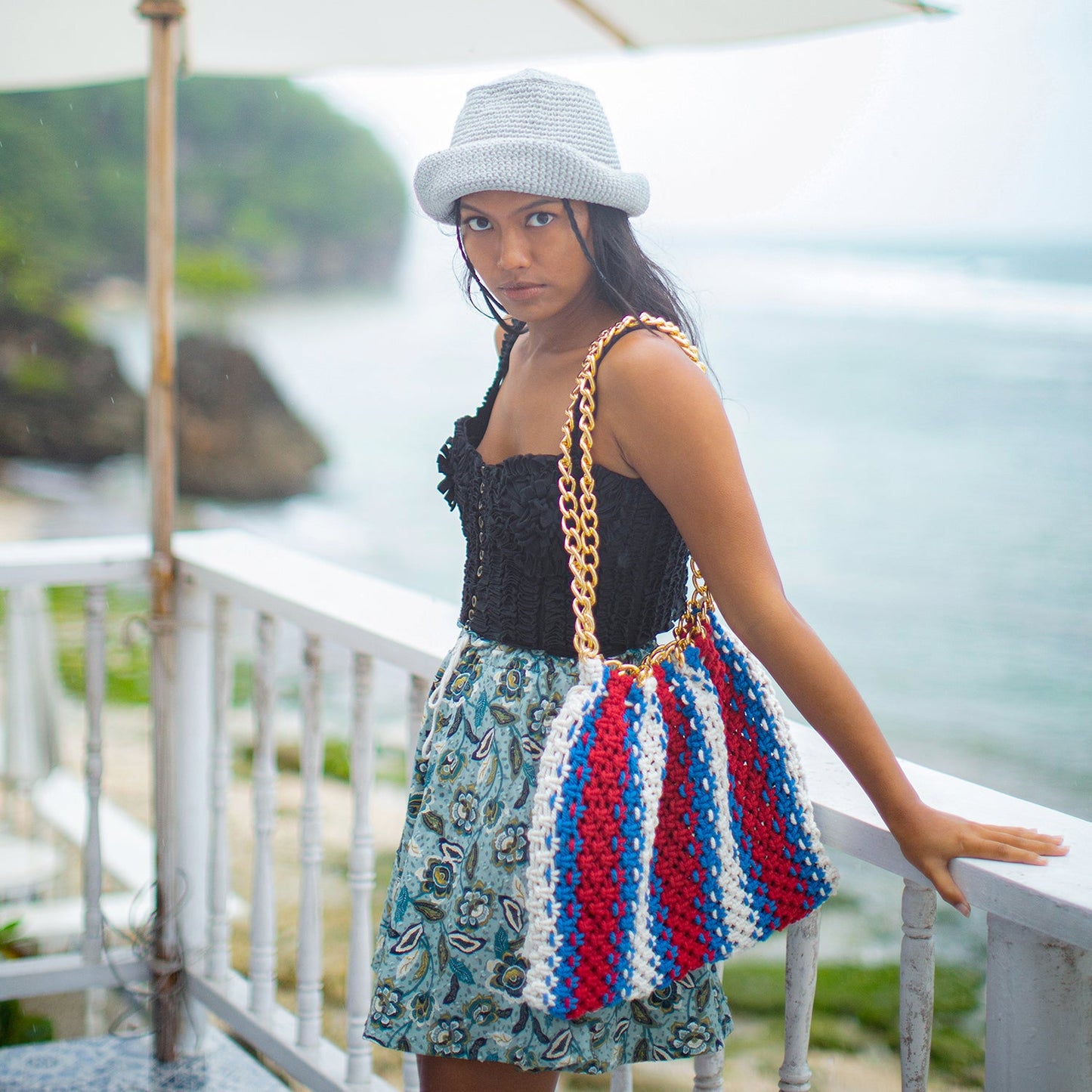 RIVIERA Macrame Tricolor Beach Bag