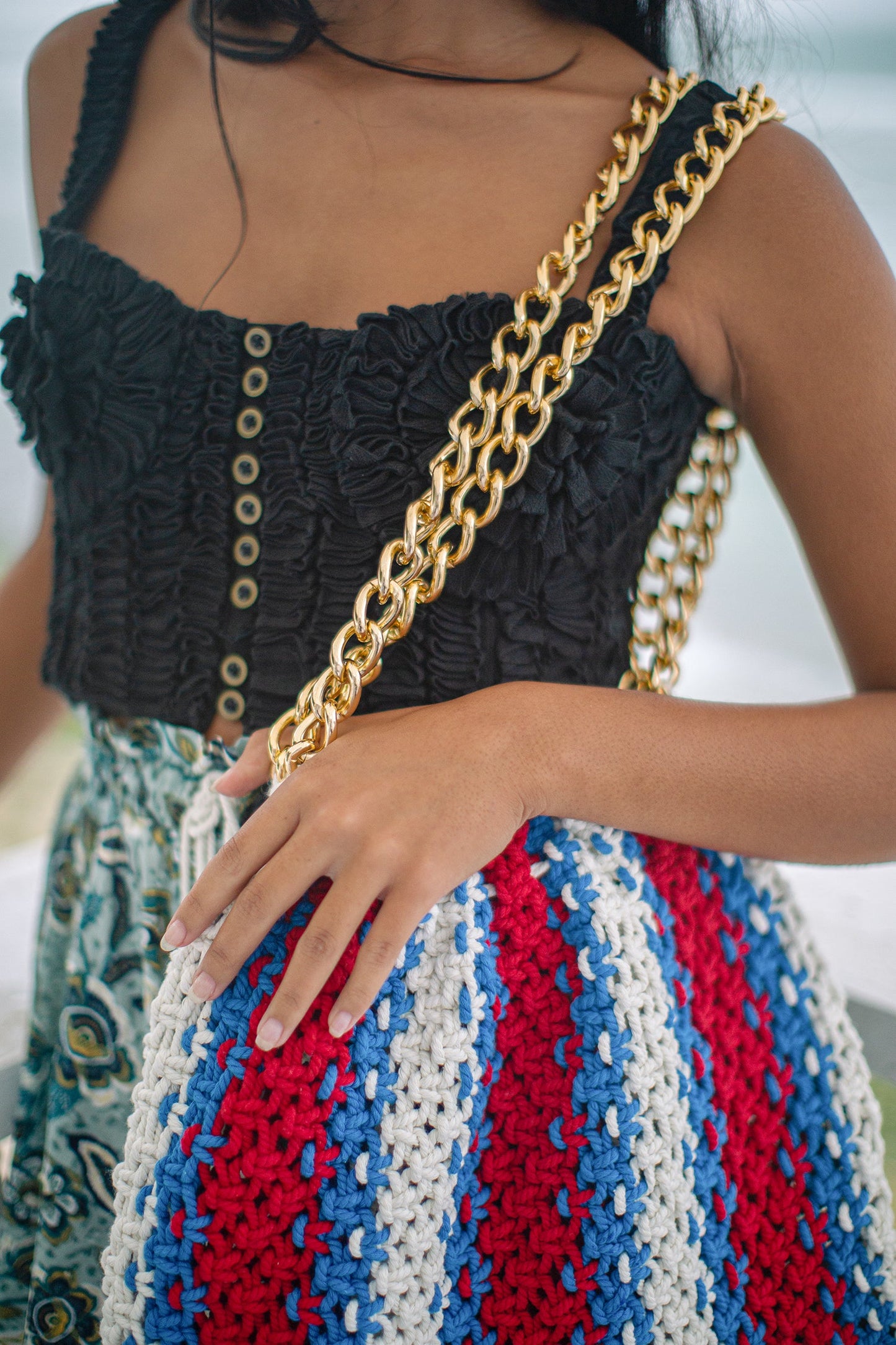 RIVIERA Macrame Tricolor Beach Bag