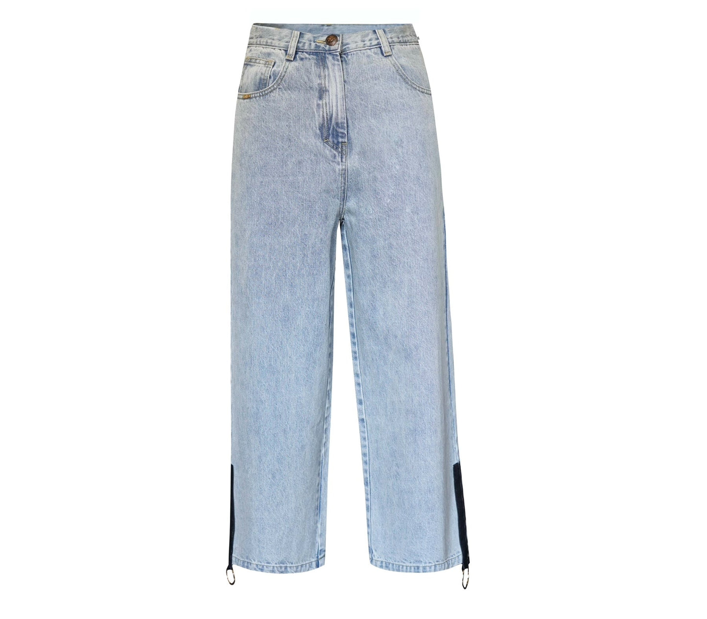 Alba Straight-Leg Cotton Jeans with Side Zipper