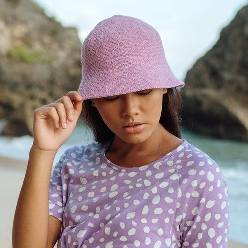 ROSÉ Crochet Bucket Hat, Handcrafted Cotton Lilac Purple