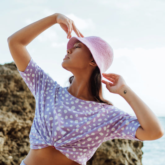 ROSÉ Crochet Bucket Hat, Handcrafted Cotton Lilac Purple