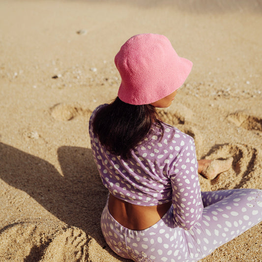 ROSÉ Crochet Bucket Hat, Handcrafted Cotton Pink