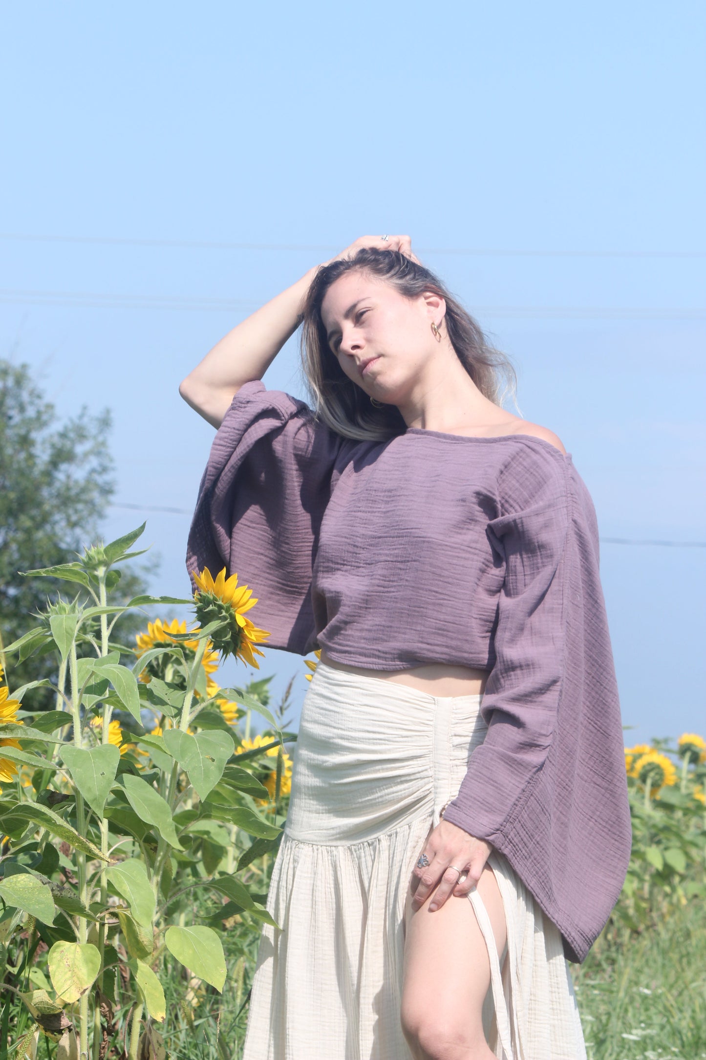 Isla Organic Cotton Long Sleeve Crop Top