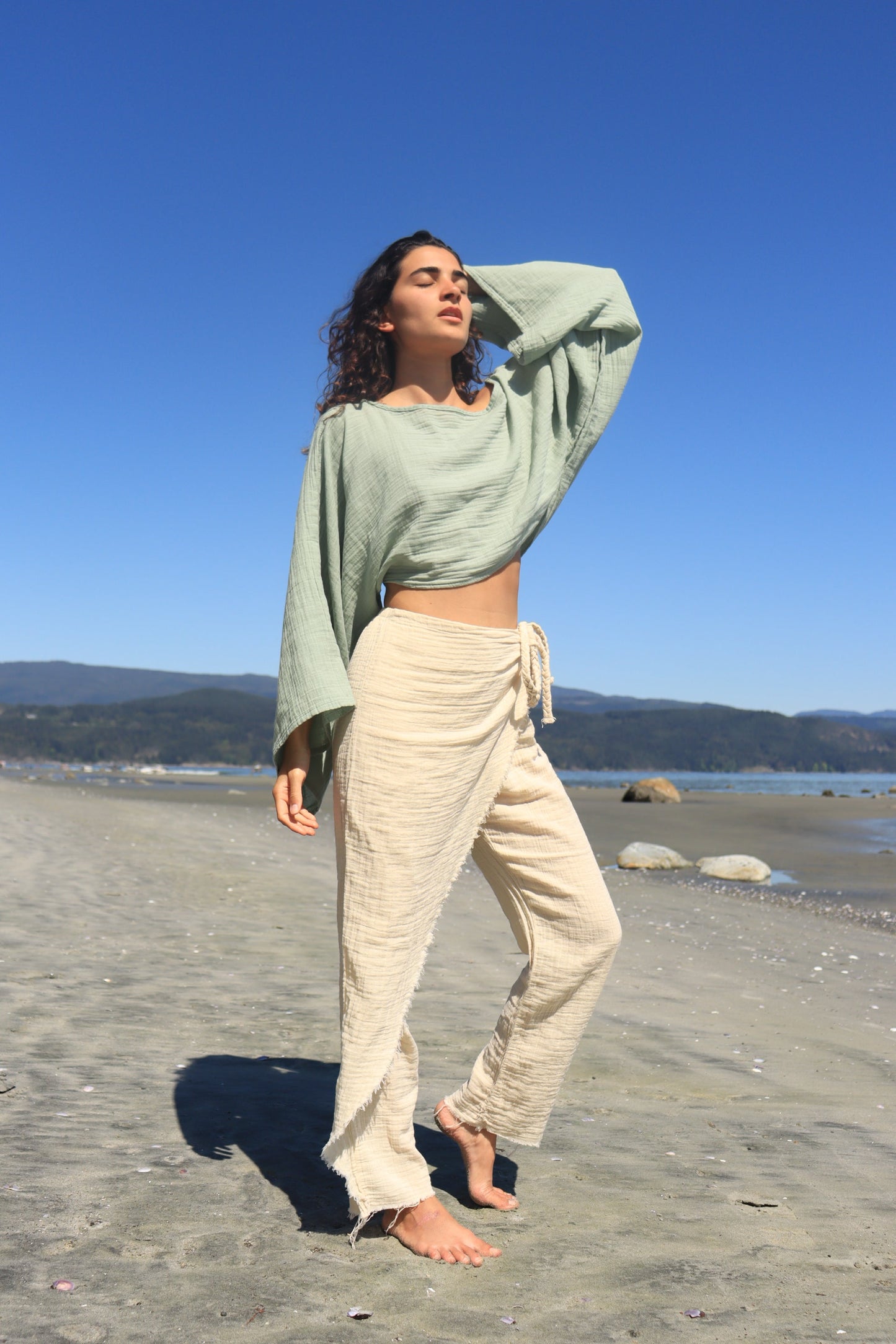 Isla Organic Cotton Long Sleeve Crop Top