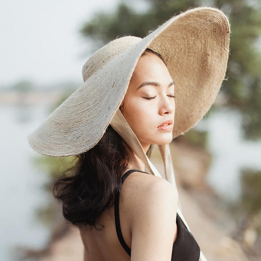 SOLÉA Foldable Wide Brim Jute Hat, Natural Beige