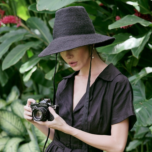 CARA Black Jute Straw Hat
