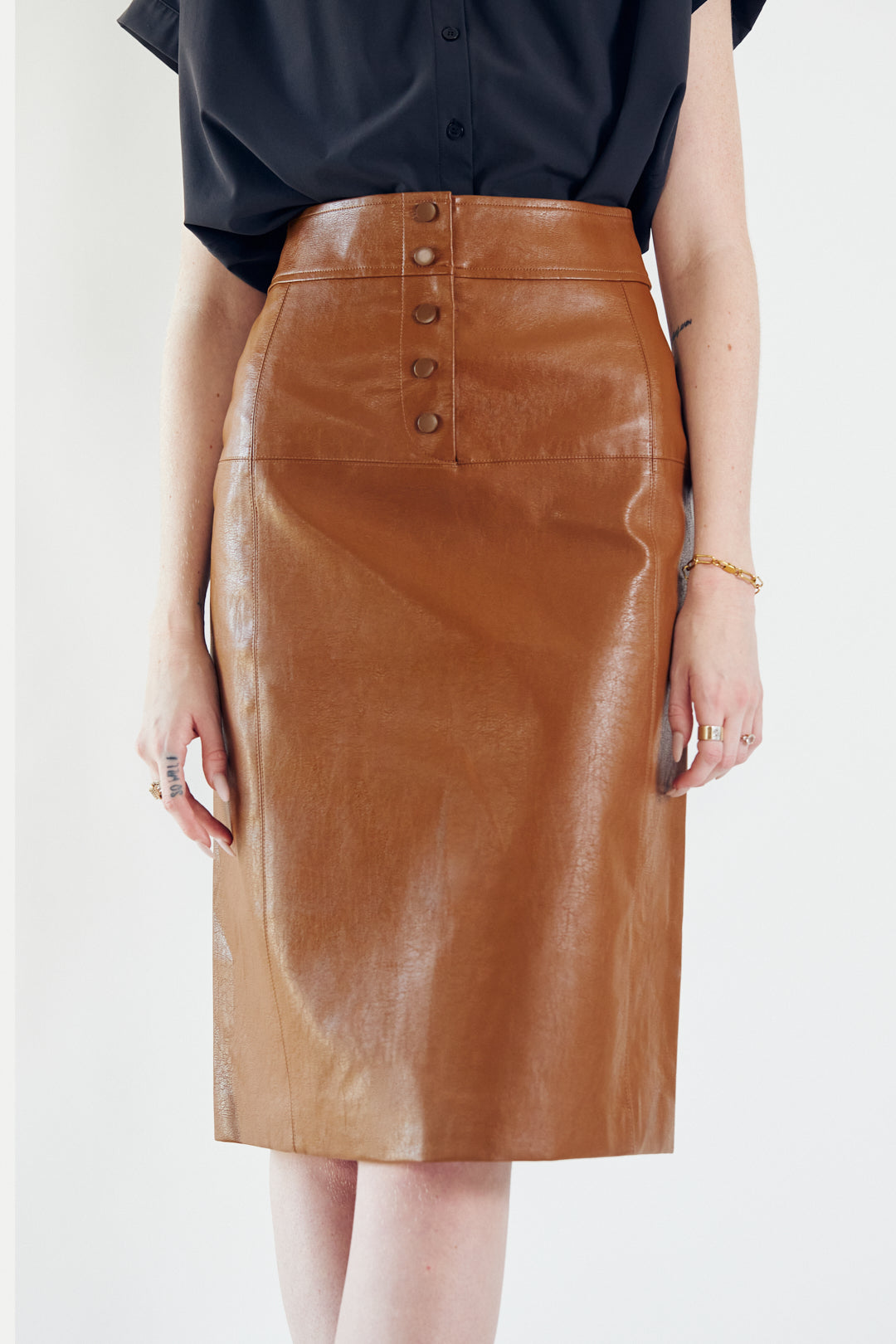Élise Dark Hazel Leather Skirt