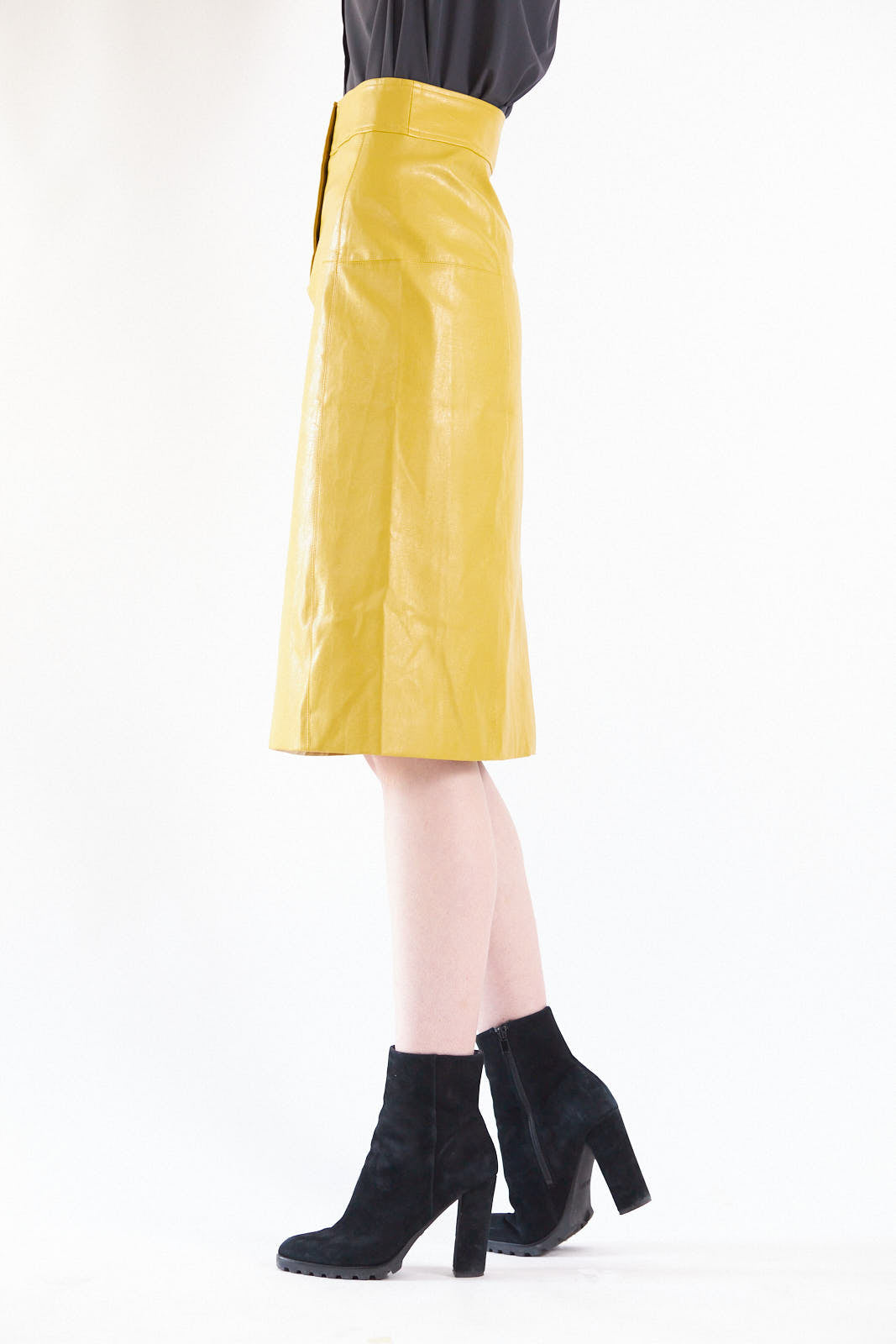 Soline Mustard Leather Skirt