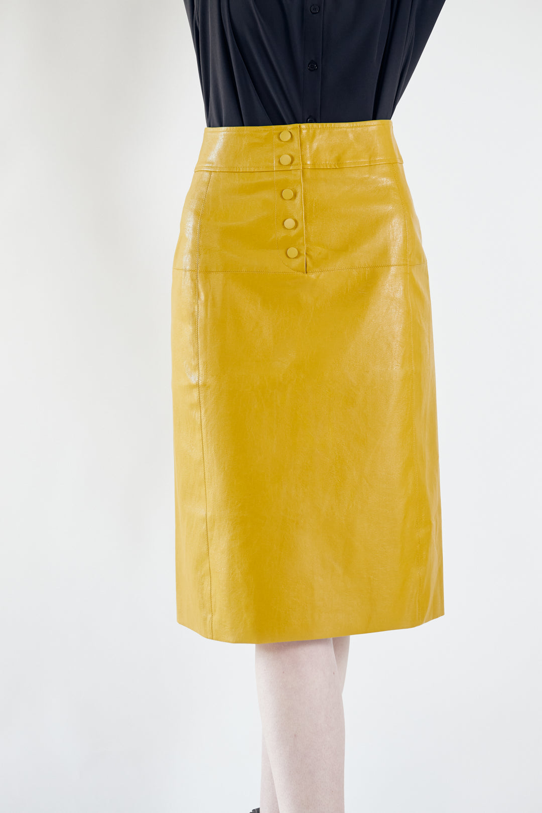 Soline Mustard Leather Skirt