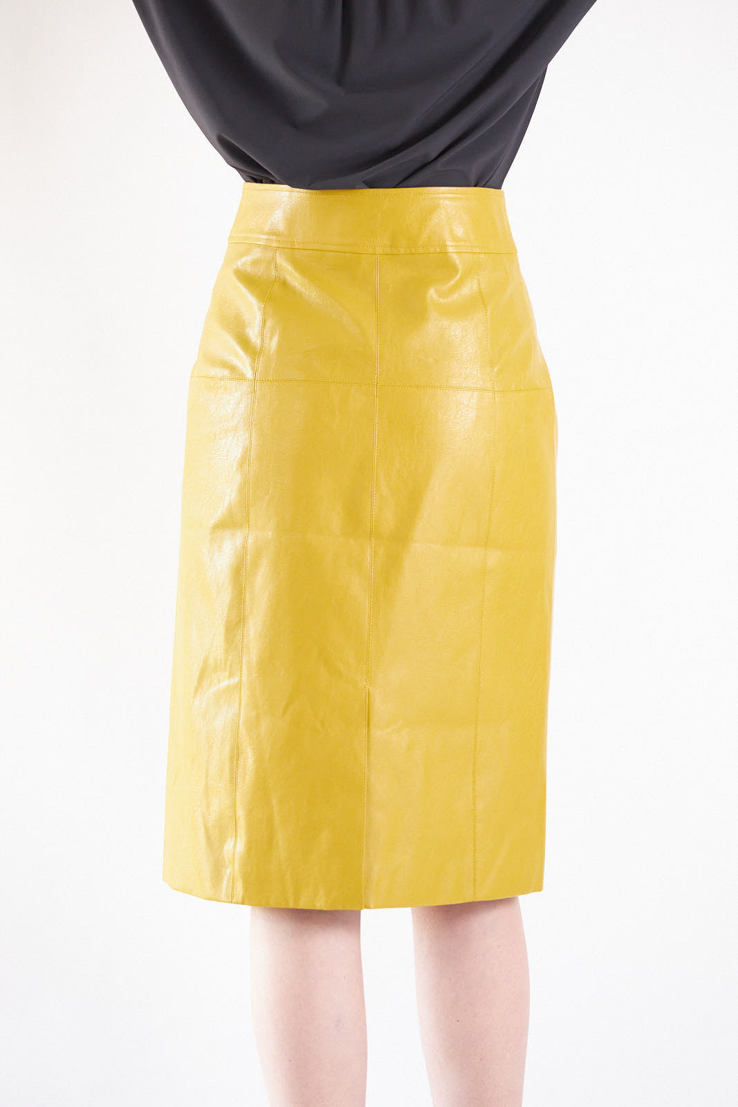 Soline Mustard Leather Skirt