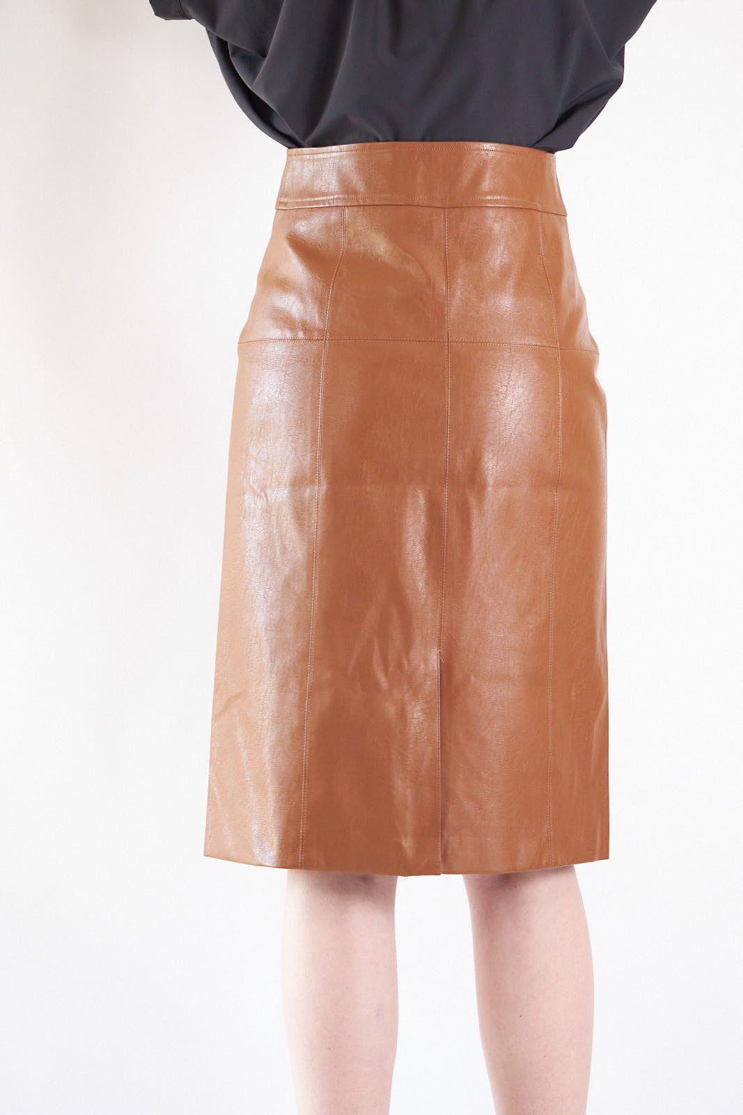 Élise Dark Hazel Leather Skirt