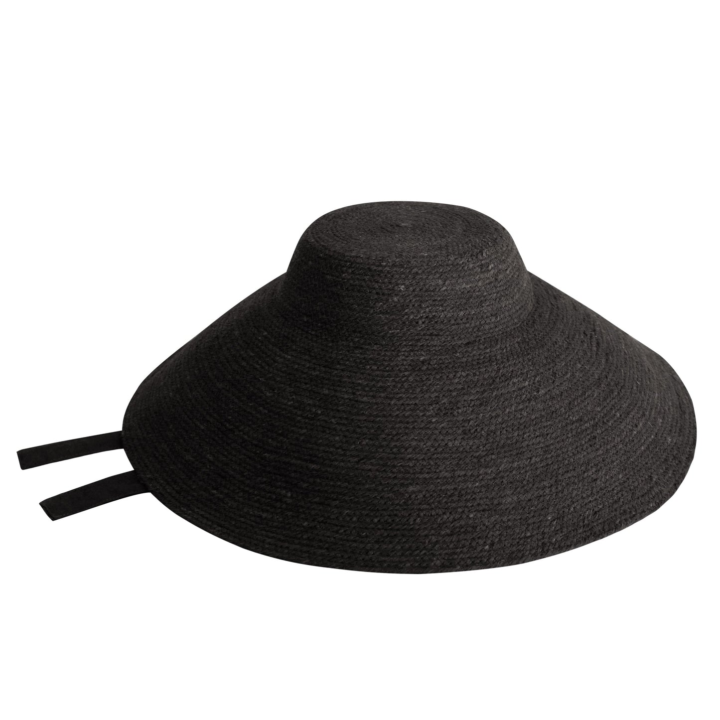 NYRA Black Wide Brim Jute Hat