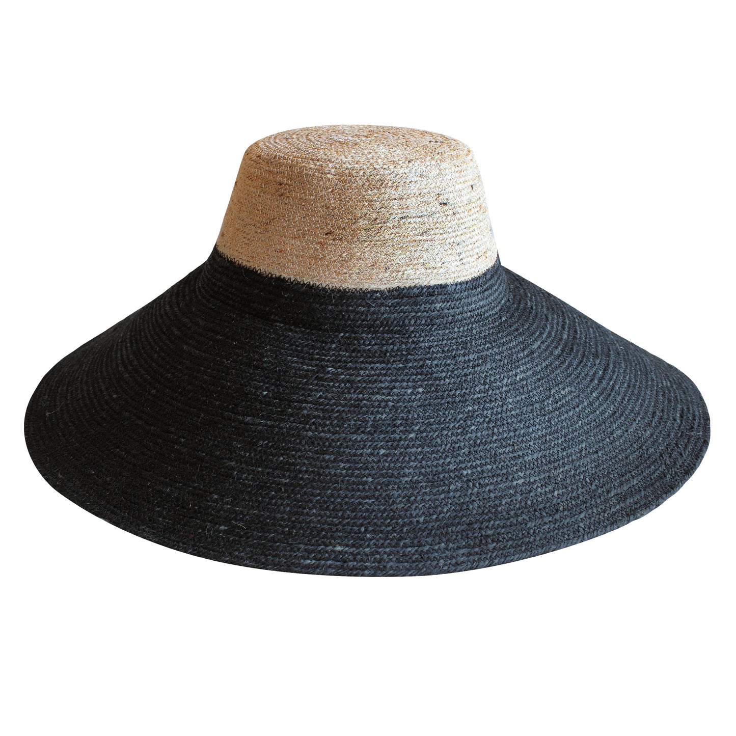 ZELDA Duo Jute Wide-Brim Hat, Natural & Black