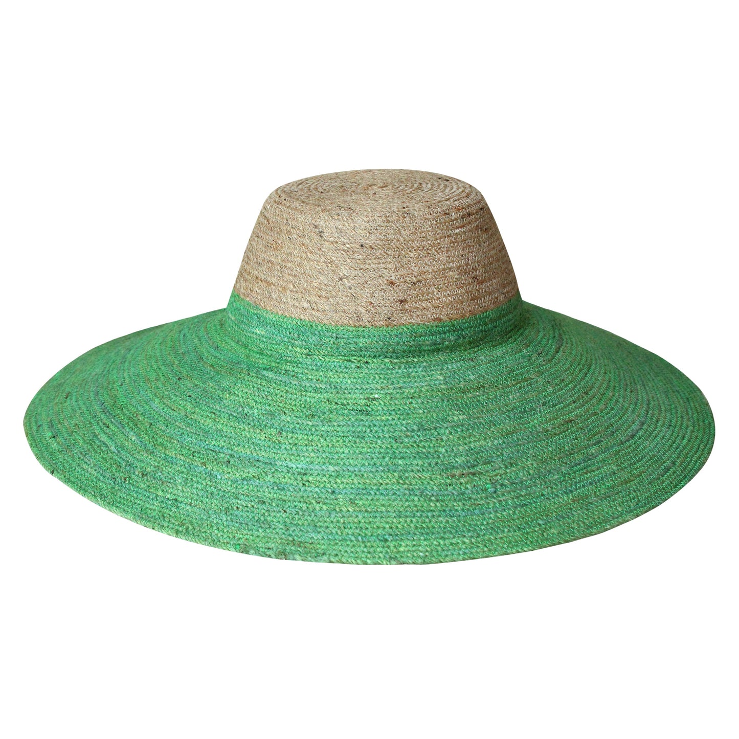ZELDA Duo Jute Wide-Brim Hat, Natural & Kelly Green