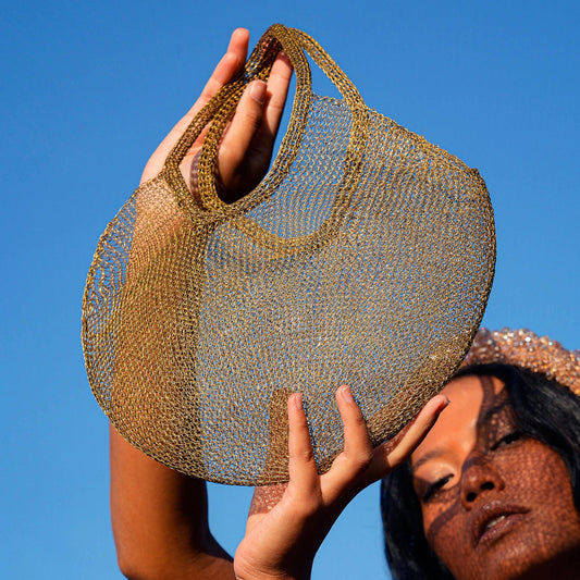 AURA Mesh Wire Dark Gold Tote Bag