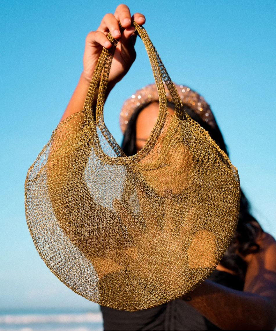 AURA Mesh Wire Dark Gold Tote Bag