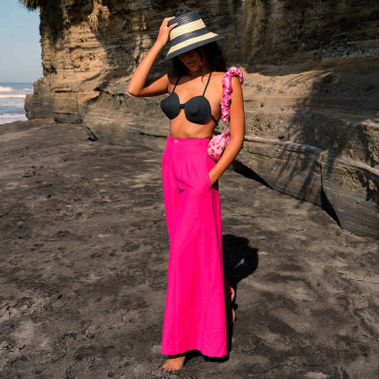 Kaïa Hot Pink Cotton Palazzo Pants