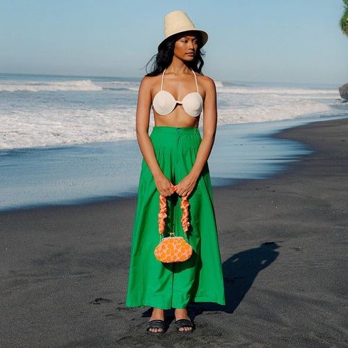 Kaïa Kelly Green Cotton Palazzo Pants
