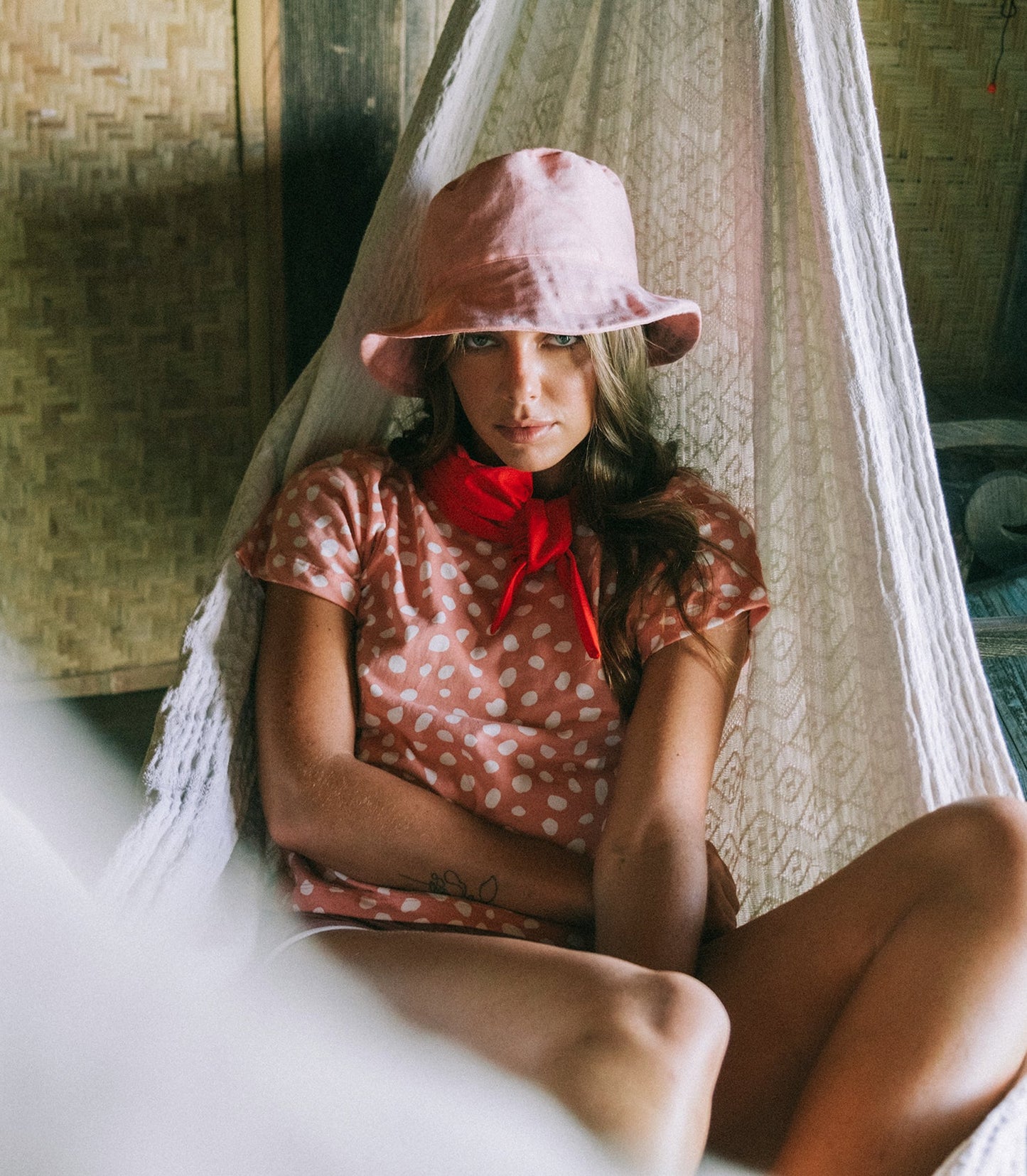 AIRA Salt Pink Linen Bucket Hat