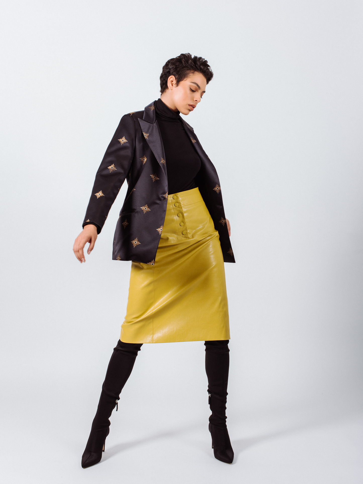 Soline Mustard Leather Skirt